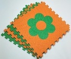 оранжевый зелёный коврик пазл с картинками цветы