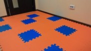 мягкий пол синий и оранжевый из коврика пазла 33см