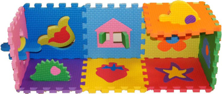 Разноцветные коврики пазлы - мягкий конструктор из 9 плиток